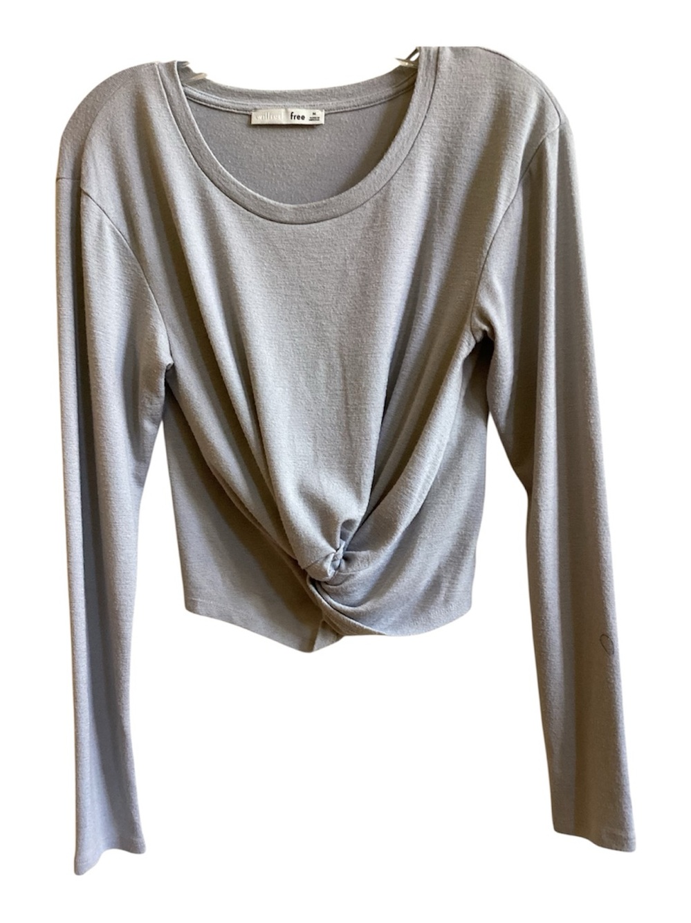 Wilfred Free Aritzia Light Gray Twist-Front Long Sleeve Top Size M